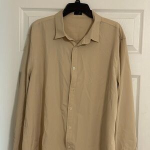 Mens Coofandy Beige Long Sleeve Button Down Shirt XXL